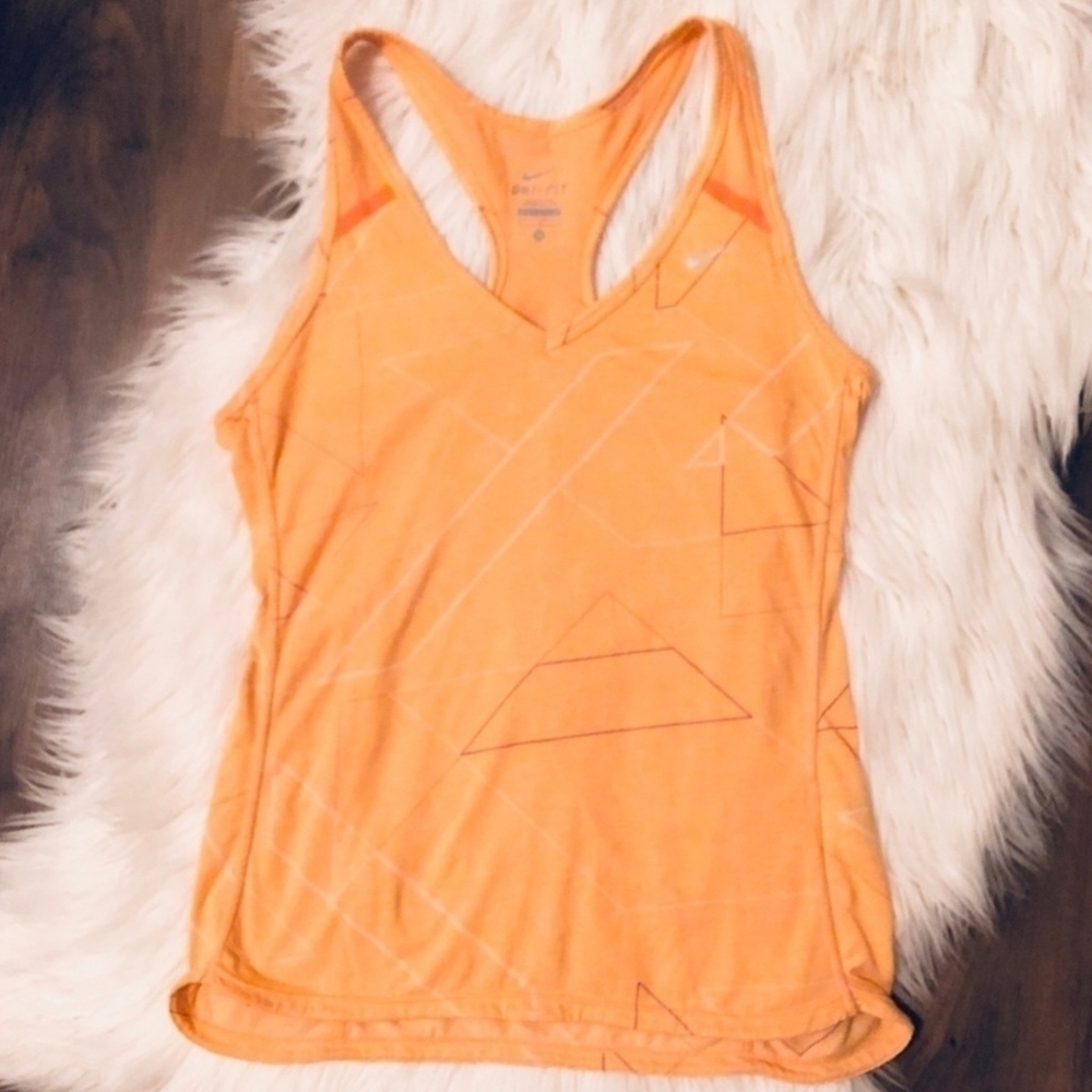 Nike Training/Running Reflective Tank Top Orange Geometric Print Women's Small S